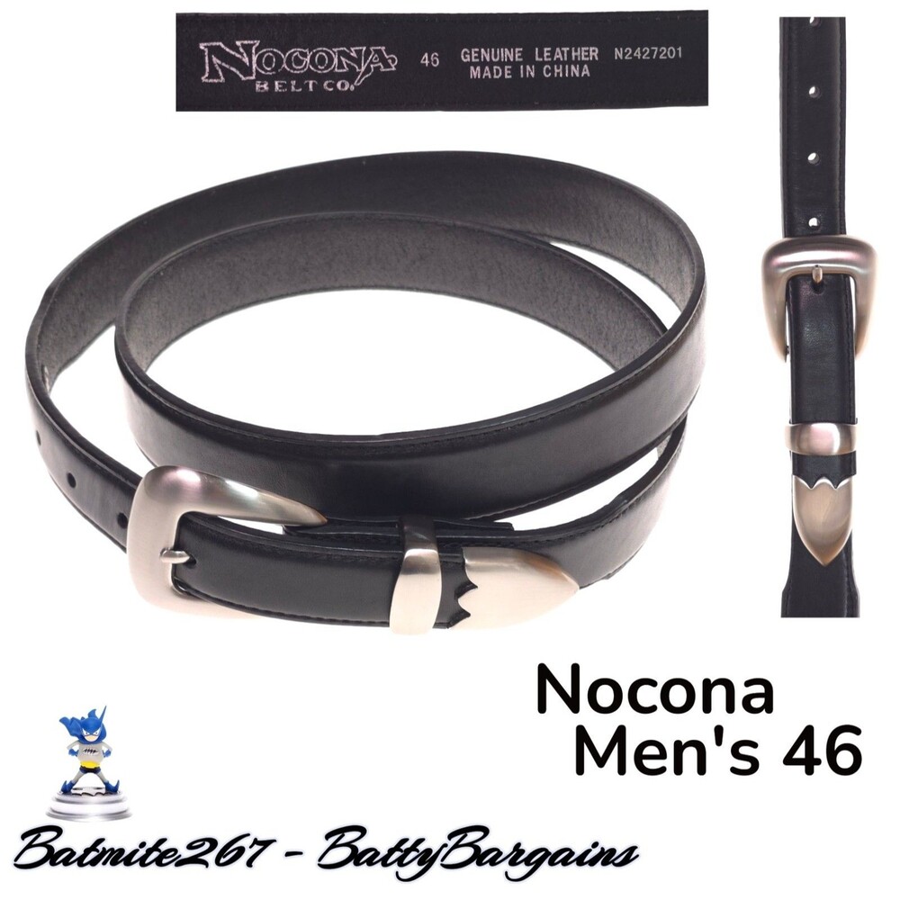 Nocona Men's 46 Tapered Black Leather Belt N2427201 1996 Cowboy Rodeo Western